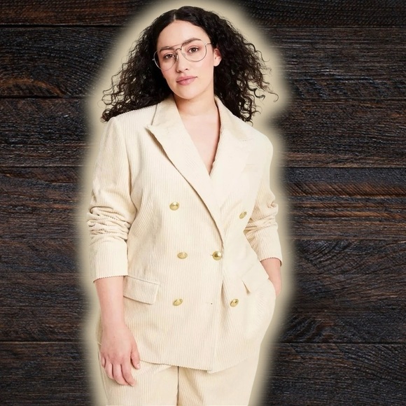NWT Rowing Blazers for Target ‘Corduroy Double-Breasted Blazer’ in “Cream” Sz S - Picture 1 of 16